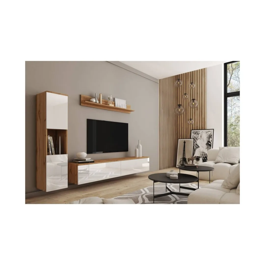 Meblościanka PARMA dąb wotan/biały połysk