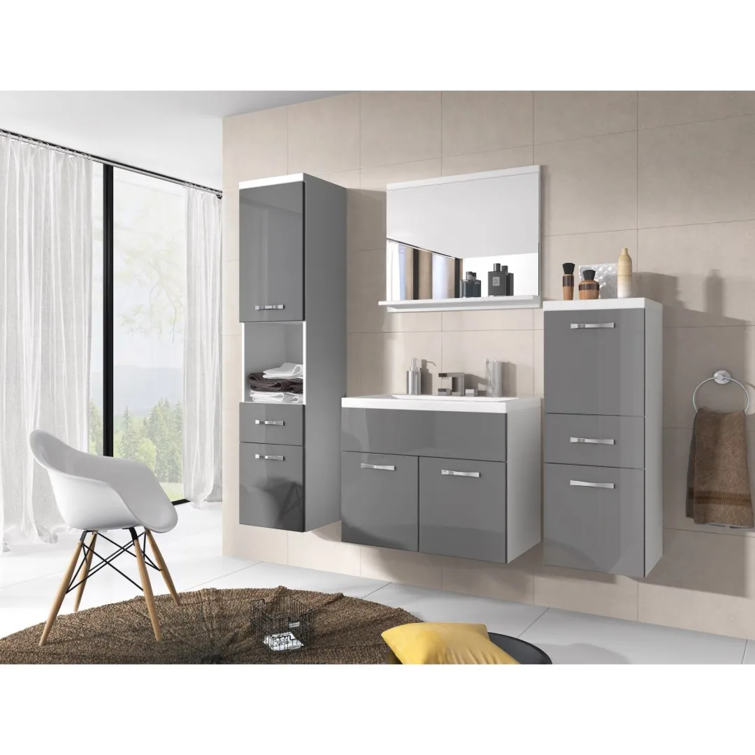 Meble łazienkowe szary połysk - ALBA
