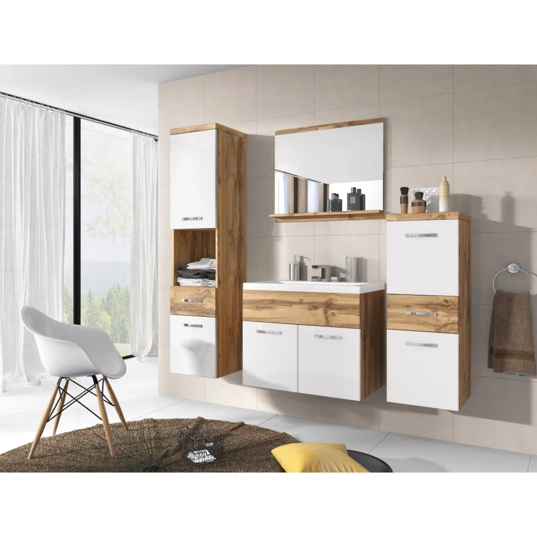 Meble łazienkowe dąb wotan z białym połyskiem - Alba