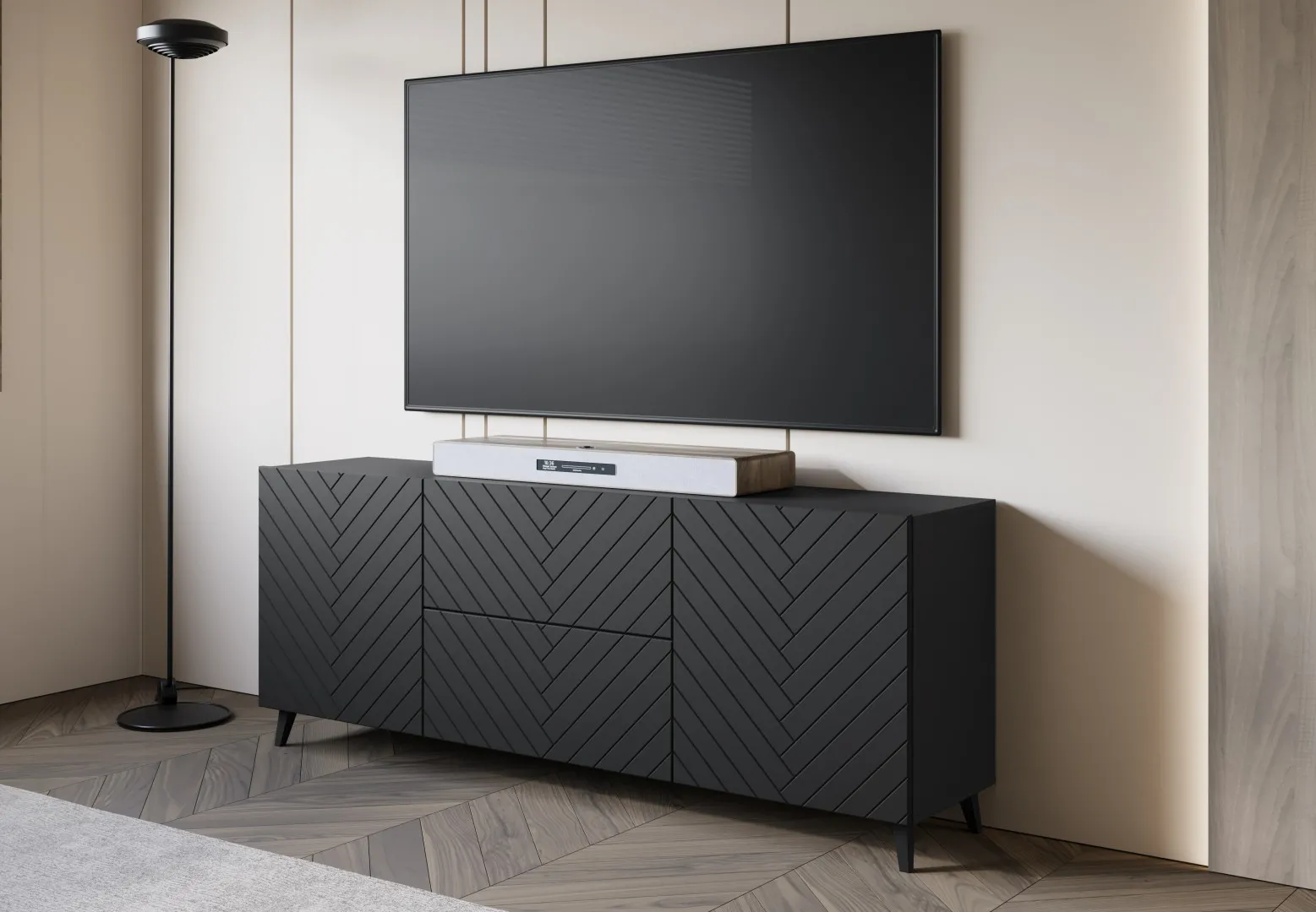 Komoda LOKET 180 cm, front MDF z wzorem 3D